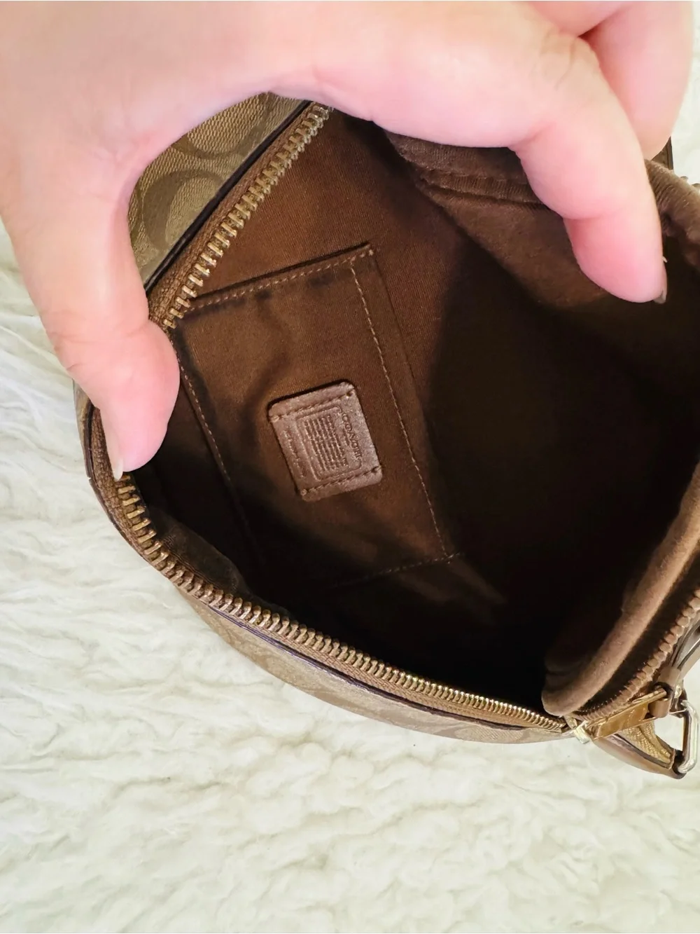 Coach Brown Signature Monogram Crossbody Belt Bag